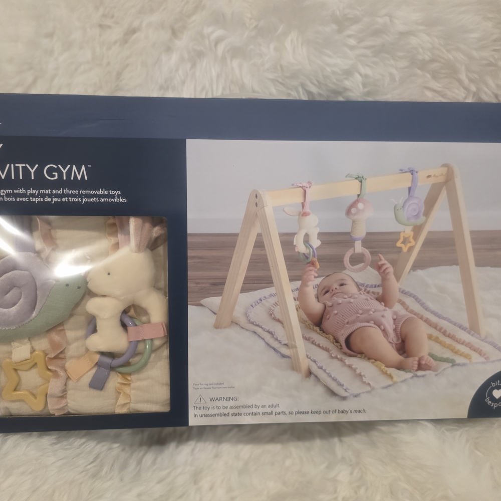 Wooden Baby Activity Gym with Pastel Toys